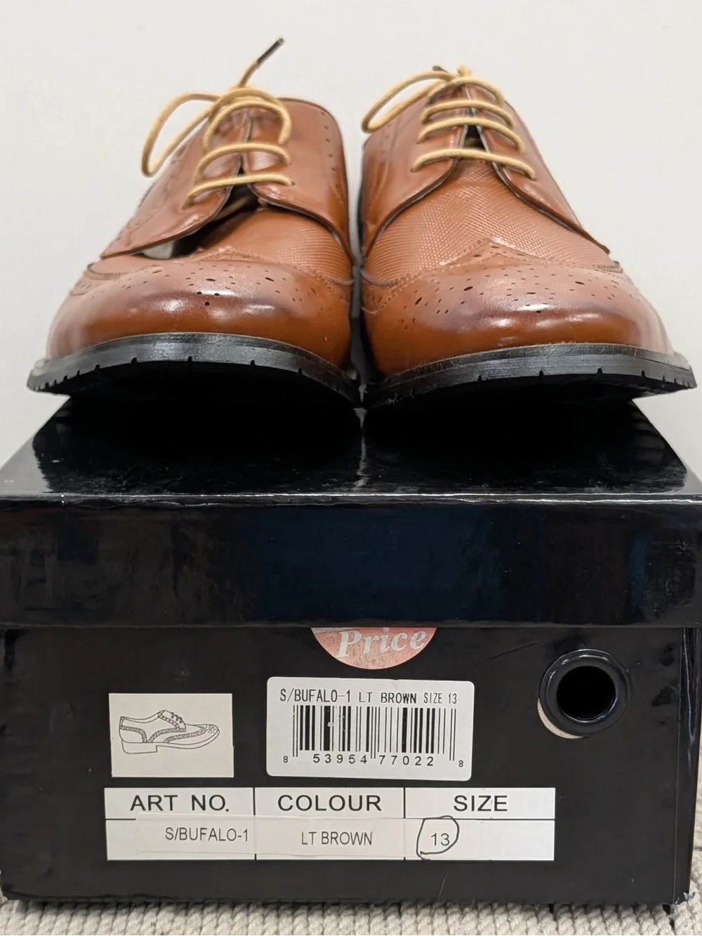 Adolfo Men’s 13 Light Brown Wingtip Brogue Derby Dress Shoes S/BUFALO-1 IOB